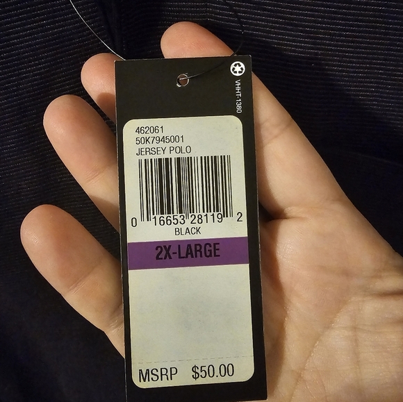 Van Heusen NWT Mens Black Jersey Polo Size XXL - Picture 3 of 4